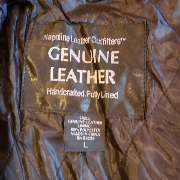Napoline Leather Outfitters. GENUINE LEATHER JACKET. Handcrafted fully lined.